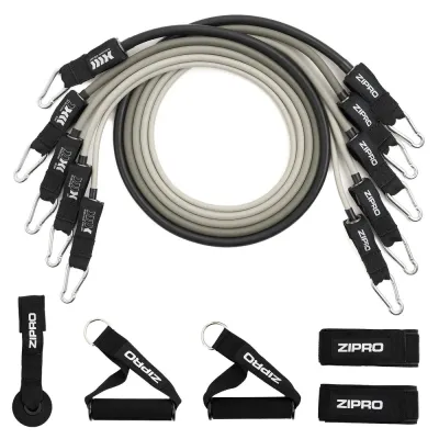 Трубчатые эспандеры Zipro Resistance Tubes с аксессуарами, 11 предметов