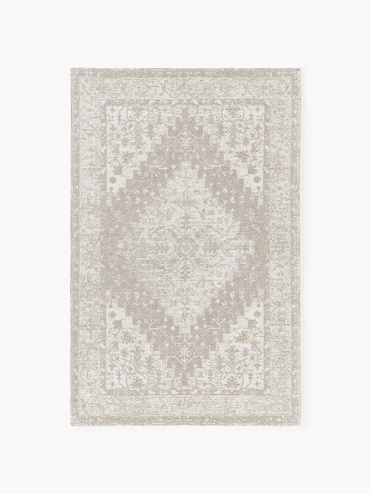 Westwing Collection Ковер Neapel из шенилла ручного ткачества с винтажным узором, 80х150 см, серо-голубой с кремово-белым