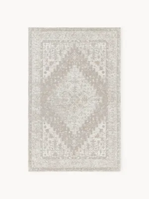 Westwing Collection Ковер Neapel из шенилла ручного ткачества с винтажным узором, 80х150 см, серо-голубой с кремово-белым