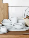 Broste Copenhagen Блюдо Salt с чёрным краем, фарфоровое, 24х22 см — фото 4