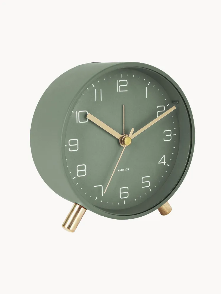 Karlsson Будильник настольный Lofty с бесшумным механизмом, лакированный металл, диаметр 11 см, тёмно-зелёный