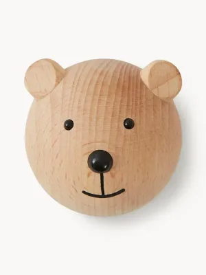 OYOY Mini Крючок настенный детский Bear из бука в форме медвежонка, 5х5х6 см, светлое дерево с чёрным