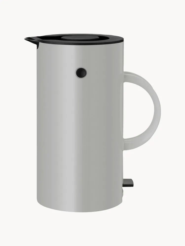 Stelton Чайник электрический EM77 с эмалевым покрытием, 1,5 л, высота 25 см, светло-серый с чёрным