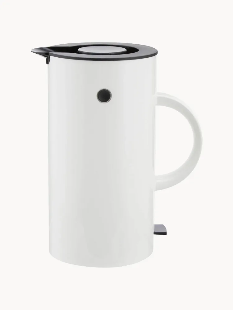 Stelton Чайник электрический EM77 с эмалевым покрытием, 1,5 л, высота 25 см, белый с чёрным