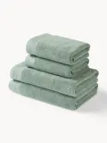 Westwing Collection Комплект махровых полотенец Premium, 3 предм. (гостевое полотенце, полотенце для рук, банное полотенце), Шалфейный зелёный — фото 6