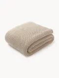 Westwing Collection Плед Adalyn вязаный из хлопка, 150х200 см, светло-бежевый — фото 1