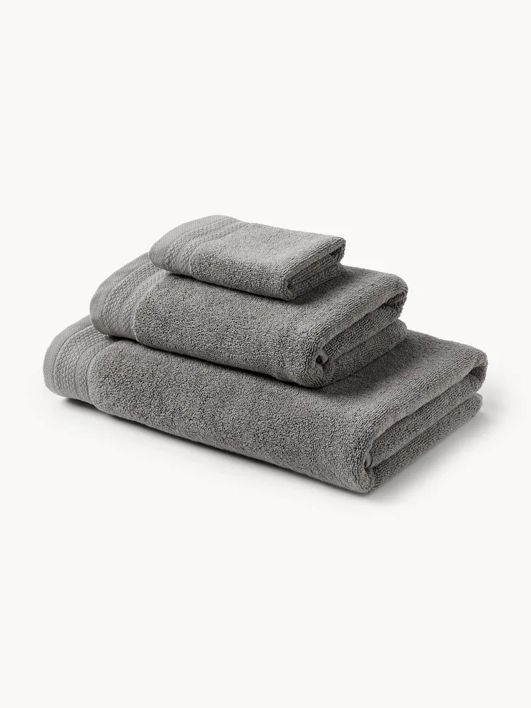 Westwing Collection Полотенце банное Premium в наборе, 3 предм. (гостевое полотенце, полотенце для рук, банное полотенце), Тёмный серый