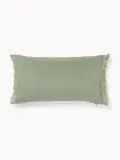 Westwing Collection Наволочка декоративная Luana, лён с бахромой, 30х50 см, Ш 30 × Д 50 см, Шалфейный зелёный — фото 1