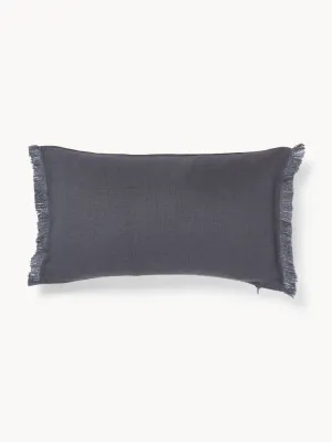 Westwing Collection Наволочка декоративная Luana, лён с бахромой, 30х50 см, Ш 30 × Д 50 см, Антрацитовый