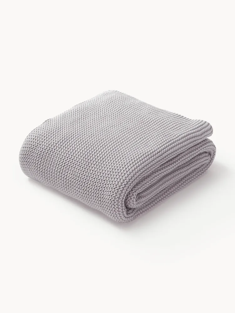 Westwing Collection Плед вязаный Adalyn, 150х200 см, Ш 150 × Д 200 см, Светлый серый