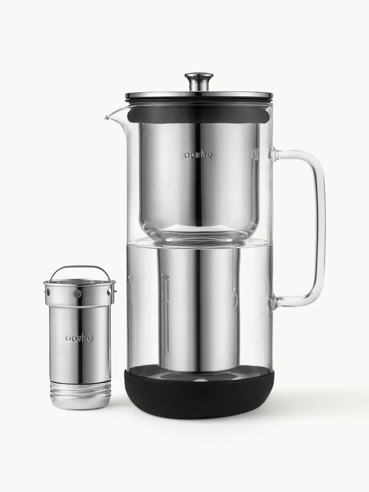 Aarke Фильтр-кувшин для воды Purifier из стекла и нержавеющей стали, 2,4 л, 17х28 см, хром и прозрачный