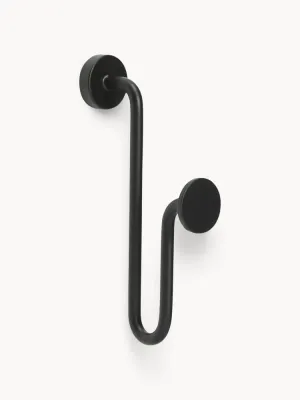 Hübsch Home Крючок настенный Swing из металла для одежды и полотенец, высота 13 см, чёрный матовый