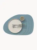 LIND DNA Комплект асимметричных салфеток под приборы из кожи Curve, 4 шт, 44x37 см, серо-голубой — фото 2