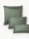 Westwing Collection Наволочка Premium из хлопкового сатина темно-зеленая — фото 7