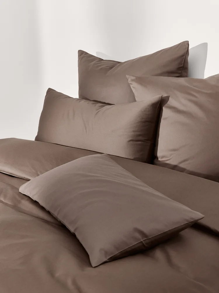Westwing Collection Пододеяльник Comfort из хлопкового сатина, Ш 135 × Д 200 см, Тёмный коричневый