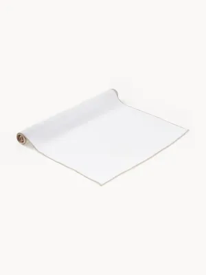 Westwing Collection Дорожка для стола Kennedy 40х150 см, лён, белая с бежевым кантом