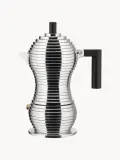 Alessi Кофеварка гейзерная Pulcina алюминиевая на 70 мл, высота 17 см, для газовых и электрических плит, серебристая с чёрным — фото 7
