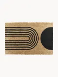 Коврик придверный Abstract Half Moon из кокосового волокна на ПВХ-основе, 40х60 см, бежевый с чёрным — фото 1