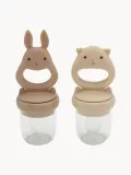 Konges Sløjd Ниблер для прикорма Bunny из силикона, набор 2 шт., высота 12 и 14 см, оттенки бежевого — фото 1