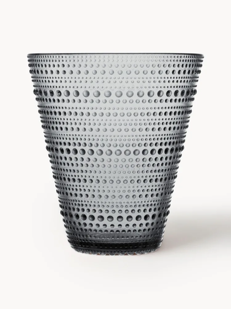 Iittala Ваза Kastehelmi из стекла с пузырьками высотой 15 см, Ø 14 × 15 см, Тёмный серый