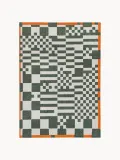 Louis de Poortere Ковер Chess жаккардовый для дома и улицы с рисунком шахматной клетки, 80х150 см, тёмно-зелёный с белым — фото 1