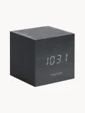 Karlsson Будильник электронный Cube кубической формы с подсветкой, датой и температурой, шпон, 8х8 см, чёрный — фото 1