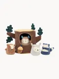 Sebra Мягкая игрушка Hide & Seek: пенёк и 4 зверька со звуковыми элементами, 22х20х22 см, коричневая — фото 1