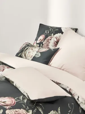 Westwing Collection Пододеяльник Blossom из хлопкового сатина, Ш 135 × Д 200 см, Антрацитовый