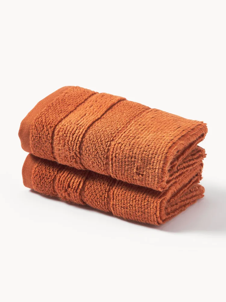 Westwing Collection Полотенце банное Luxe, гостевое полотенце, Ш 30 × Д 30 см, 2 шт., Терракота