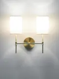 Westwing Collection Настенный светильник Kelsea двойной, молочно-белый с латунным — фото 5