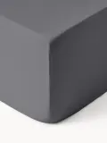 Westwing Collection Простыня на резинке Comfort из хлопкового сатина, темно-серая, Ш 90 × Д 200 см, В 35 см, Тёмный серый — фото 7