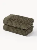 Westwing Collection Полотенце банное Niam, гостевое полотенце XS, Ш 30 × Д 30 см, 2 предм., Оливковый зелёный — фото 1