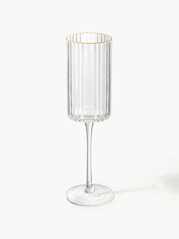 Westwing Collection Бокал для шампанского Aleo, золотой край, 240 мл