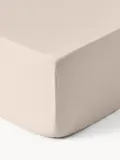 Westwing Collection Простыня на резинке Comfort из хлопкового сатина, бежевая, Ш 90 × Д 200 см, В 25 см, Бежевый — фото 4