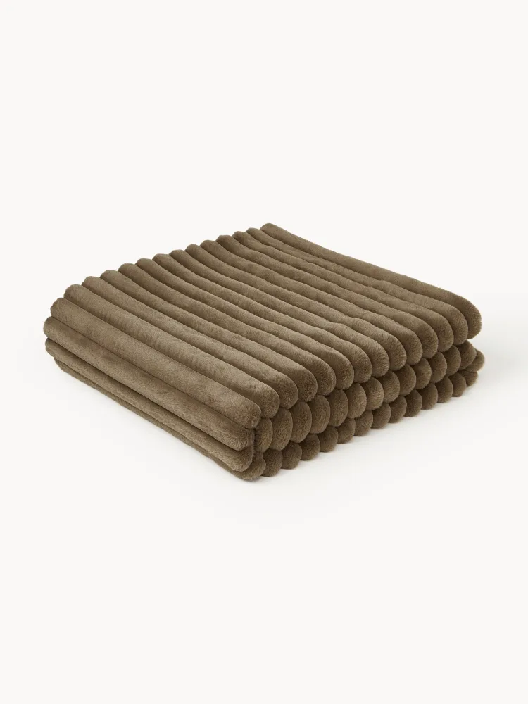 Westwing Collection Плед из искусственного меха Lovey, 150х200 см, Тёмный коричневый