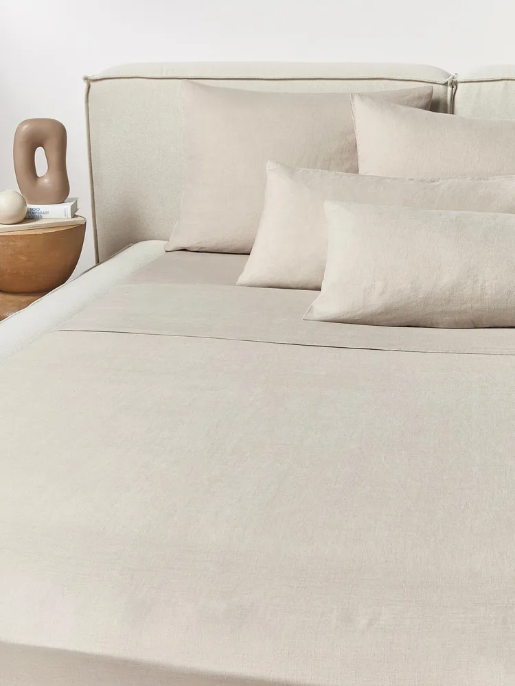 Westwing Collection Простыня льняная Airy, светло-бежевая
