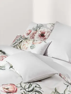 Westwing Collection Пододеяльник Blossom из хлопкового сатина, Ш 135 × Д 200 см, Светлый серый