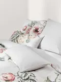 Westwing Collection Пододеяльник Blossom из хлопкового сатина, Ш 135 × Д 200 см, Светлый серый — фото 1