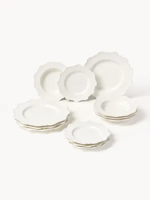 Westwing Collection Набор посуды из фарфора Grace на 4 персоны, 12 предметов