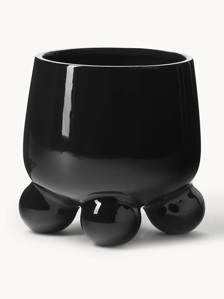 Westwing Collection Кашпо Olea, 26 см, Ø 24 × В 26 см, Чёрный