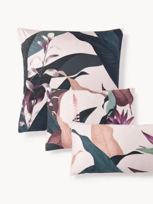 Westwing Collection Наволочка Flora из хлопкового сатина, Ш 50 × Д 80 см, Светлый розовый
