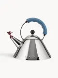 Alessi Чайник со свистком Bird из нержавеющей стали, 2 л, для всех типов плит, серебристый с синим и бордовым — фото 1