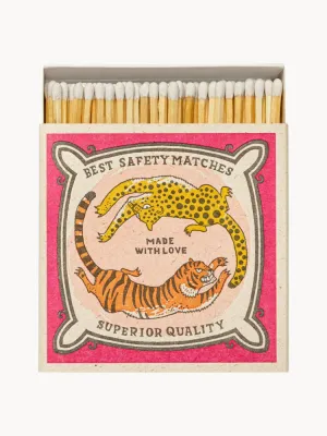 ARCHIVIST Спички в декоративной коробке Chasing Big Cats, 125 штук, коробка розовая с оранжевым, 11 см