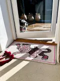 Bongusta Коврик Pink Tiger из шерсти ручной работы с тигром, 52 х 90 см, светло-бежевый с красным — фото 4