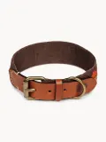 Buddys Dogwear Ошейник для собак Etna ручной работы из кожи с хлопковым плетением, ширина 4 см, длина 32, 40 и 48 см, коричнево-оранжевый — фото 2