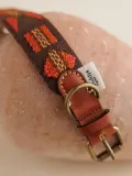 Buddys Dogwear Ошейник для собак Etna ручной работы из кожи с хлопковым плетением, ширина 4 см, длина 32, 40 и 48 см, коричнево-оранжевый — фото 4