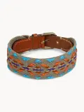 Buddys Dogwear Ошейник для собак Etna ручной работы из кожи с хлопковым плетением, ширина 4 см, длина 32, 40 и 48 см, зелёно-бирюзовый — фото 1