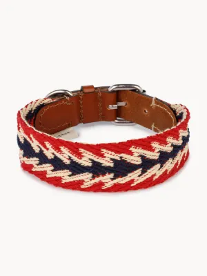 Buddys Dogwear Ошейник для собак Peruvian Arrow ручной работы из кожи и хлопка, ширина 4 см, три размера до 48 см, красный с синим