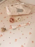 Cam Cam Copenhagen Чехол для влажных салфеток Bows из хлопка, ширина 25 см, светло-бежевый с персиковым и пыльно-розовым — фото 2