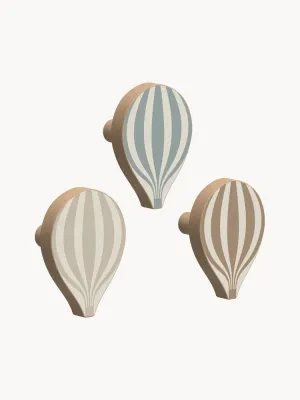 Cam Cam Copenhagen Крючки настенные детские Ballon из бука ручной работы, набор 3 шт., высота 10 см, серо-голубые с бежевым